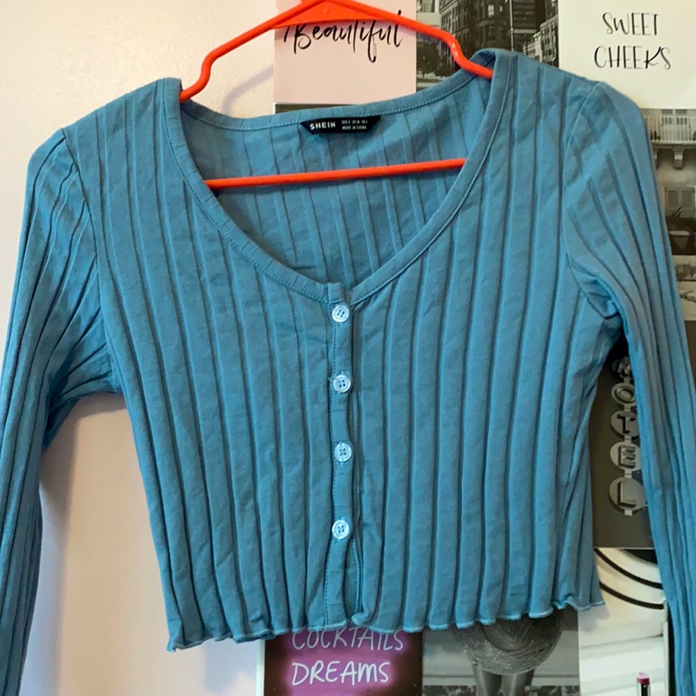 low cut long sleeve cropped shirt